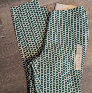 A New Day Green and White Moon Patterned Pants